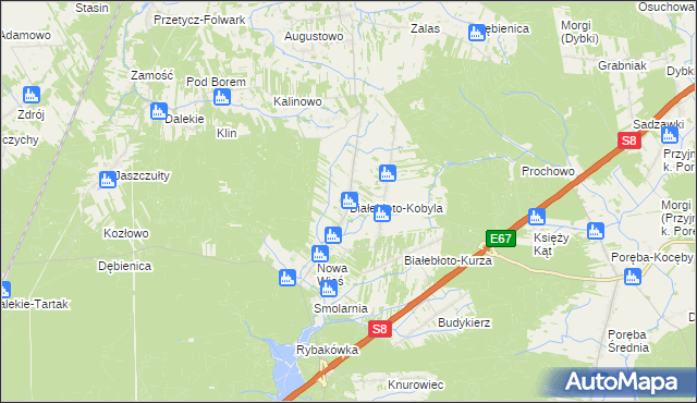 mapa Białebłoto-Kobyla, Białebłoto-Kobyla na mapie Targeo