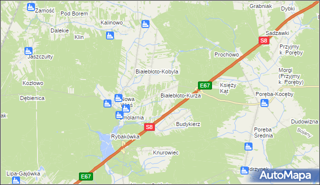 mapa Białebłoto-Kurza, Białebłoto-Kurza na mapie Targeo