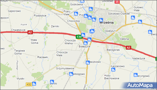 mapa Białężyce, Białężyce na mapie Targeo