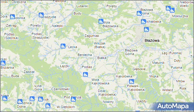 mapa Białka gmina Błażowa, Białka gmina Błażowa na mapie Targeo