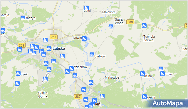 mapa Białków gmina Lubsko, Białków gmina Lubsko na mapie Targeo