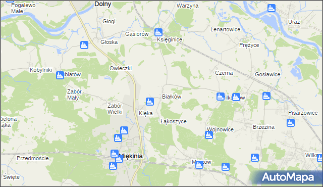 mapa Białków gmina Miękinia, Białków gmina Miękinia na mapie Targeo