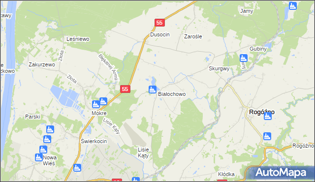 mapa Białochowo, Białochowo na mapie Targeo