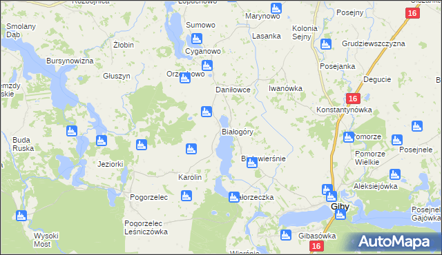 mapa Białogóry, Białogóry na mapie Targeo