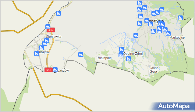 mapa Białopole gmina Bogatynia, Białopole gmina Bogatynia na mapie Targeo