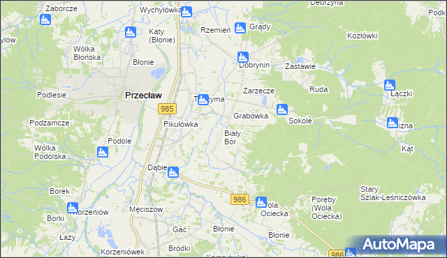mapa Biały Bór gmina Przecław, Biały Bór gmina Przecław na mapie Targeo