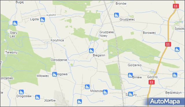 mapa Bieganin, Bieganin na mapie Targeo
