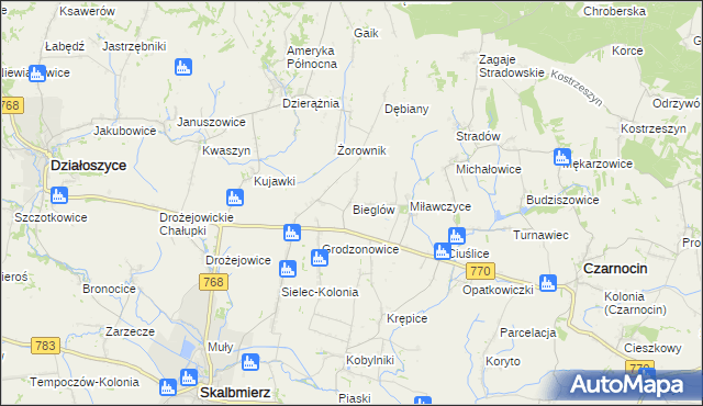 mapa Bieglów, Bieglów na mapie Targeo
