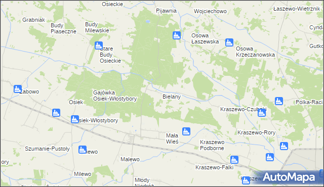 mapa Bielany gmina Raciąż, Bielany gmina Raciąż na mapie Targeo
