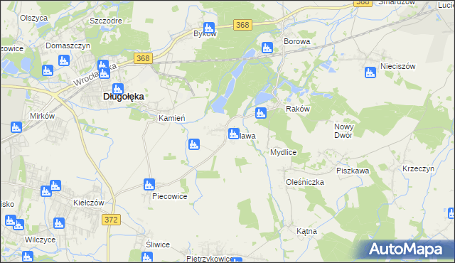 mapa Bielawa gmina Długołęka, Bielawa gmina Długołęka na mapie Targeo