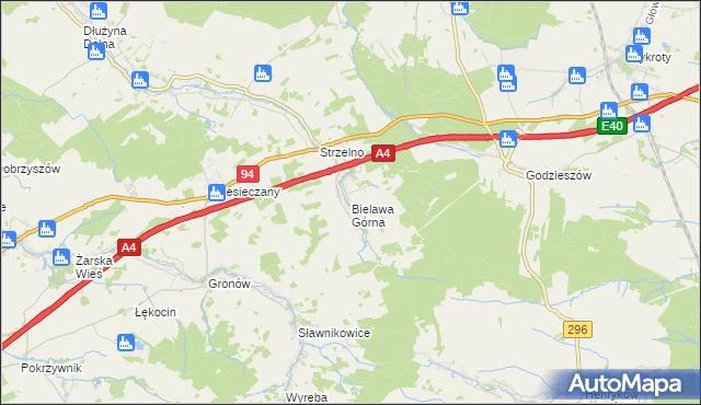 mapa Bielawa Górna, Bielawa Górna na mapie Targeo