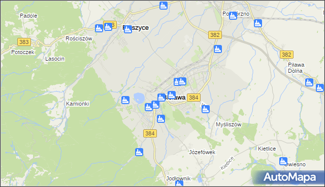 mapa Bielawa powiat dzierżoniowski, Bielawa powiat dzierżoniowski na mapie Targeo