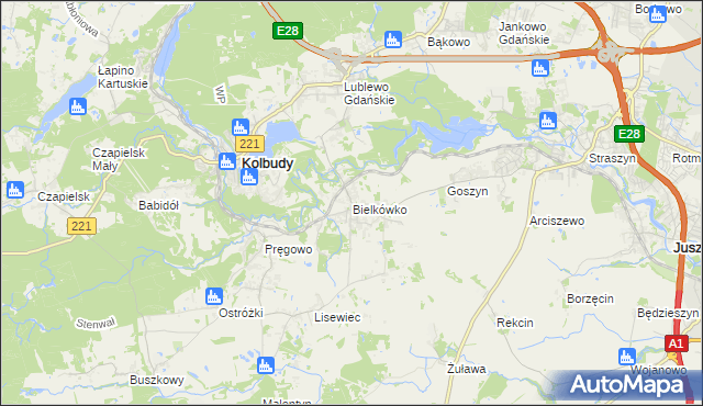 mapa Bielkówko, Bielkówko na mapie Targeo