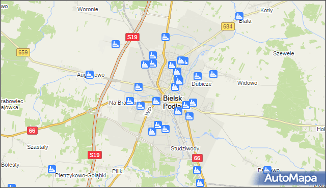 mapa Bielsk Podlaski, Bielsk Podlaski na mapie Targeo