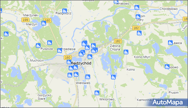 mapa Bielsko gmina Międzychód, Bielsko gmina Międzychód na mapie Targeo