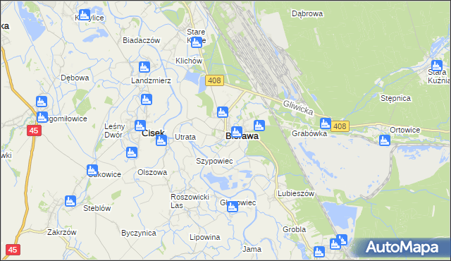 mapa Bierawa, Bierawa na mapie Targeo