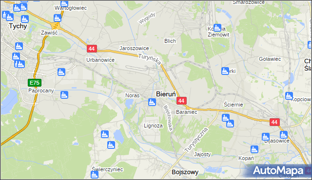 mapa Bieruń, Bieruń na mapie Targeo