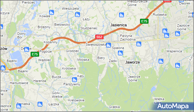 mapa Biery, Biery na mapie Targeo
