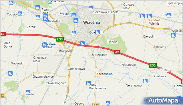mapa Bierzglinek, Bierzglinek na mapie Targeo