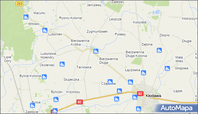 mapa Bierzwienna Długa, Bierzwienna Długa na mapie Targeo