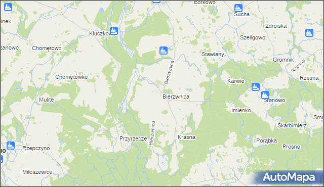 mapa Bierzwnica, Bierzwnica na mapie Targeo