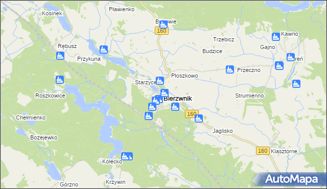 mapa Bierzwnik, Bierzwnik na mapie Targeo
