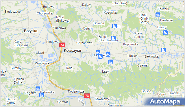 mapa Bieździedza, Bieździedza na mapie Targeo