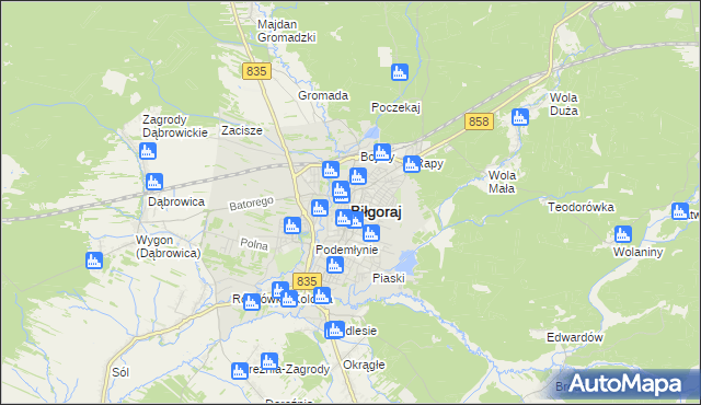 mapa Biłgoraj, Biłgoraj na mapie Targeo
