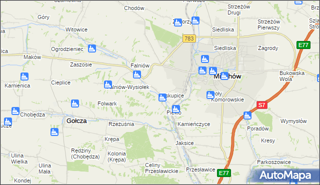 mapa Biskupice gmina Miechów, Biskupice gmina Miechów na mapie Targeo