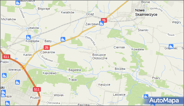 mapa Biskupice Ołoboczne, Biskupice Ołoboczne na mapie Targeo