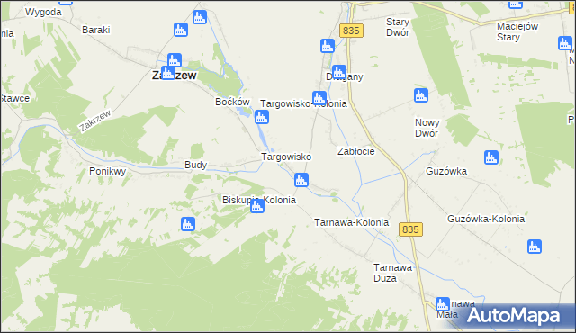 mapa Biskupie gmina Wysokie, Biskupie gmina Wysokie na mapie Targeo