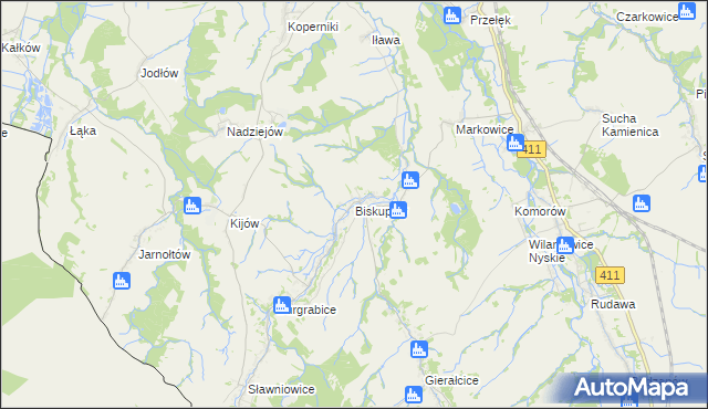 mapa Biskupów, Biskupów na mapie Targeo