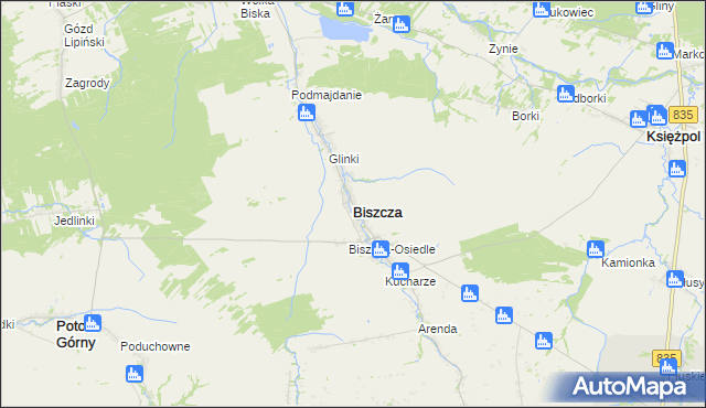 mapa Biszcza, Biszcza na mapie Targeo