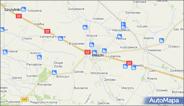 mapa Błaszki, Błaszki na mapie Targeo