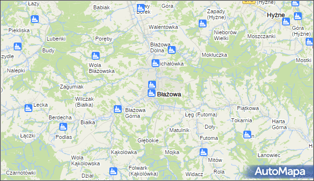 mapa Błażowa, Błażowa na mapie Targeo