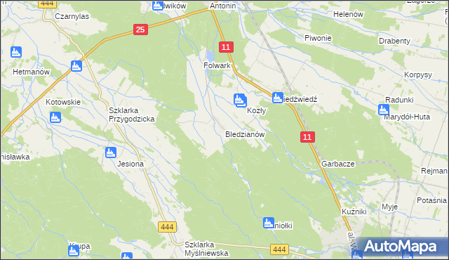 mapa Bledzianów, Bledzianów na mapie Targeo