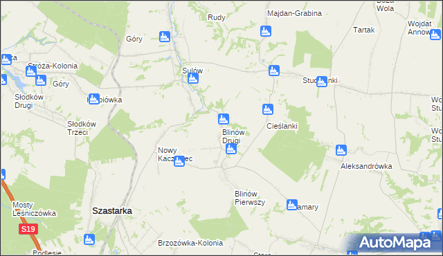 mapa Blinów Drugi, Blinów Drugi na mapie Targeo