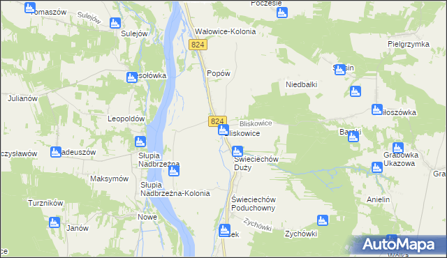 mapa Bliskowice, Bliskowice na mapie Targeo
