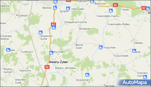 mapa Błonie Duże, Błonie Duże na mapie Targeo
