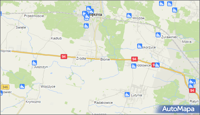 mapa Błonie gmina Miękinia, Błonie gmina Miękinia na mapie Targeo