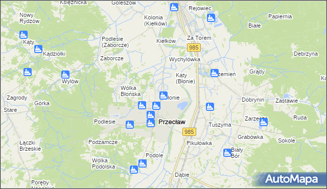 mapa Błonie gmina Przecław, Błonie gmina Przecław na mapie Targeo