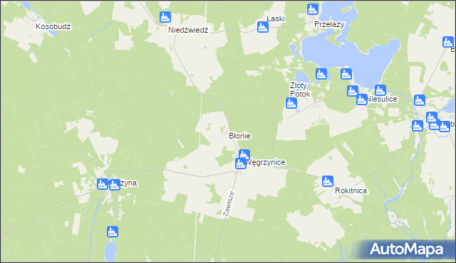 mapa Błonie gmina Skąpe, Błonie gmina Skąpe na mapie Targeo