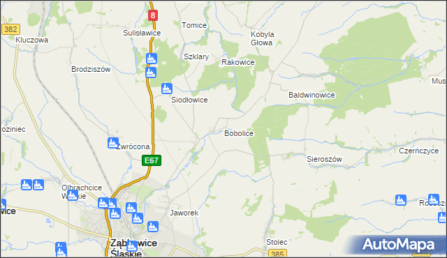 mapa Bobolice gmina Ząbkowice Śląskie, Bobolice gmina Ząbkowice Śląskie na mapie Targeo