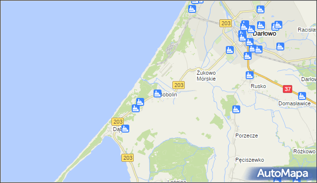 mapa Bobolin gmina Darłowo, Bobolin gmina Darłowo na mapie Targeo