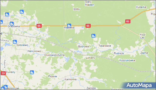 mapa Bobrowa gmina Zabłudów, Bobrowa gmina Zabłudów na mapie Targeo