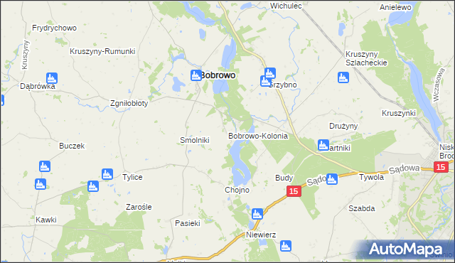 mapa Bobrowo-Kolonia gmina Bobrowo, Bobrowo-Kolonia gmina Bobrowo na mapie Targeo