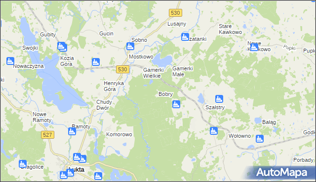 mapa Bobry gmina Jonkowo, Bobry gmina Jonkowo na mapie Targeo