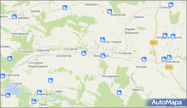 mapa Boby-Wieś, Boby-Wieś na mapie Targeo