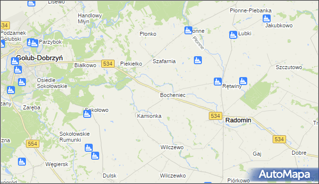 mapa Bocheniec gmina Radomin, Bocheniec gmina Radomin na mapie Targeo