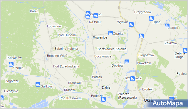 mapa Boczkowice gmina Włoszczowa, Boczkowice gmina Włoszczowa na mapie Targeo